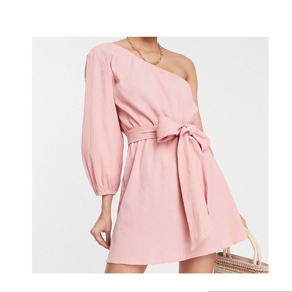 One shoulder peach beach mini dress size US2 - Picture 1 of 1